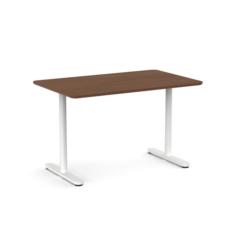 Bureau à hauteur fixe Raise, H 29 po x l 48 po x P 30 po, Blanc/noyer