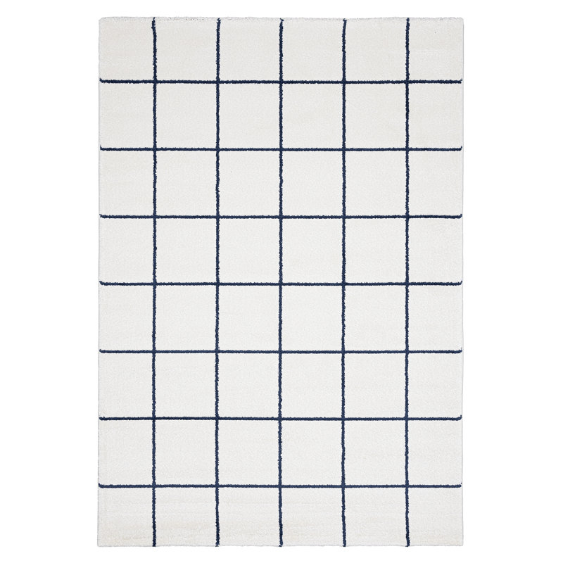 Tapis bleu marine en polyester Marquaveon, Rectangle 4 pi x 5 pi 11 po
