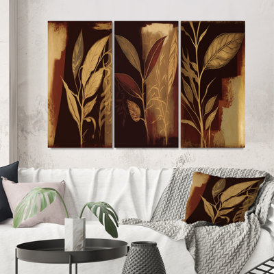 «Terra Cotta Chocolate Leaves», 3 pièces sur toile