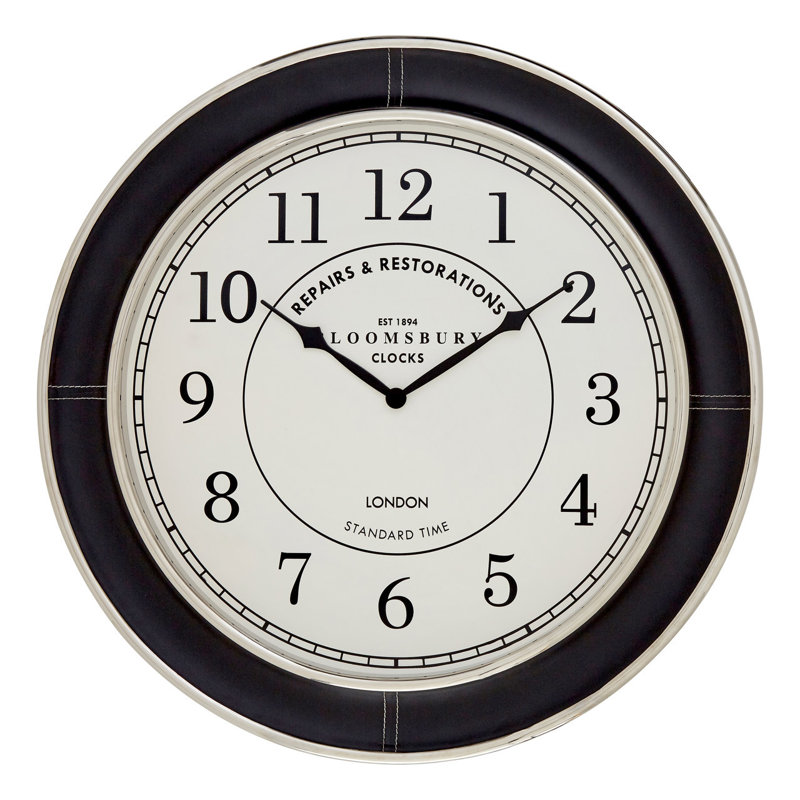 Check Wood Wall Clock, Tan, 58cm H x 58cm W x 4cm D