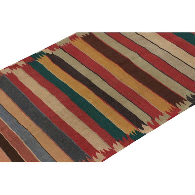 Wool Striped Area Rug in Red/Yellow/Blue