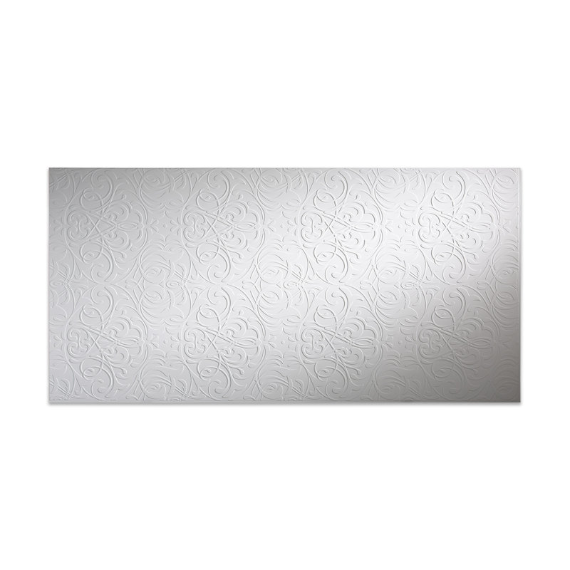 Panneau mural décoratif en vinyle damassé 4 pi x 8 pi FASÄDE, Blanc mat