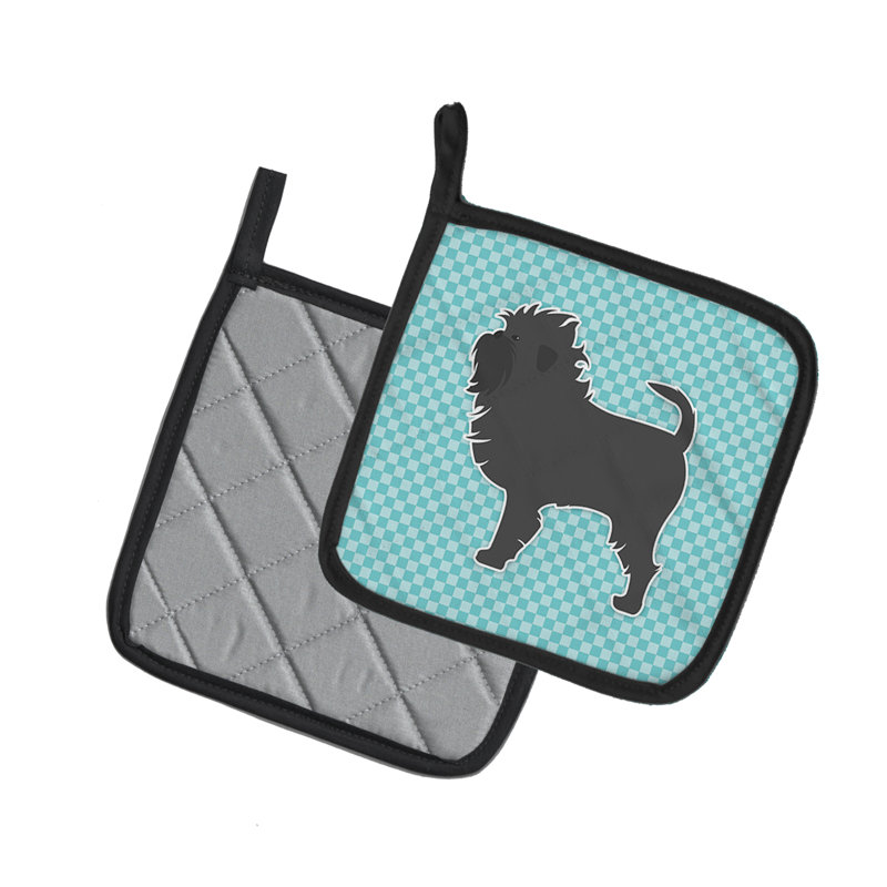 Cuisinier poignée de damier east urban home affenpinscher, Bleu