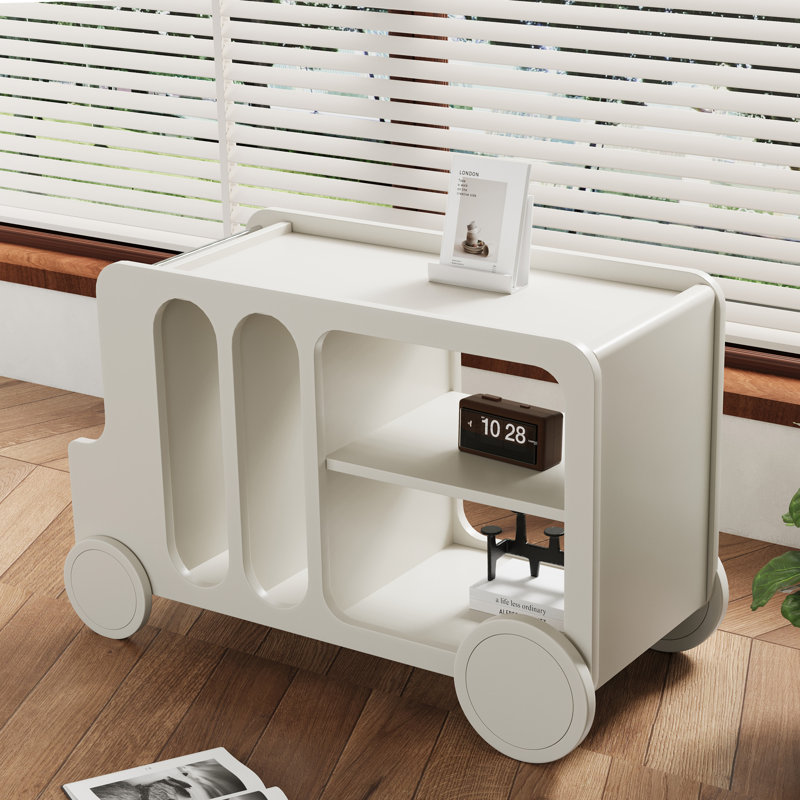 Modern White Side Table With Open Storage Small Side Table