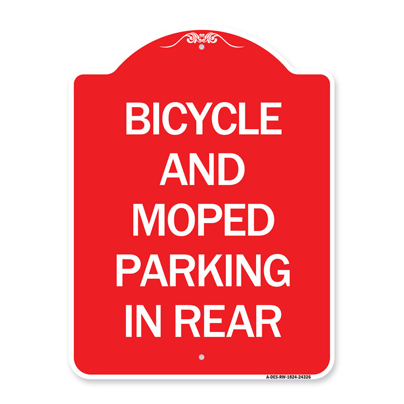 Enseigne Signmission Designer Series - Stationnement pour vélos et motos à l'arrière / 24326, H 24 po x l 18 po x p 1 po