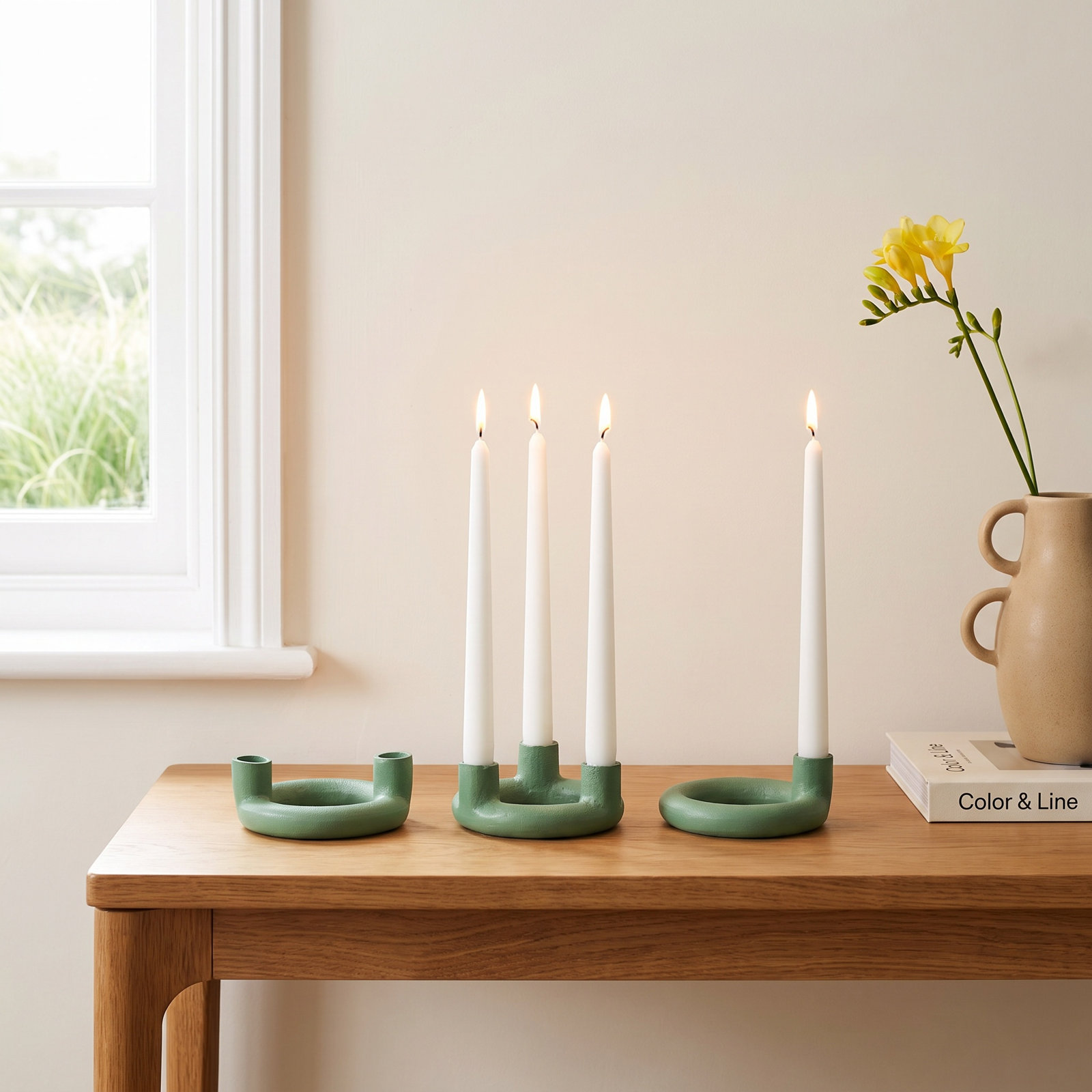 Aluminum Candlestick Holder, Green