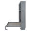Grand lit escamotable mural avec tablettes supérieures et USB, armoire-lit pliable peu encombrante, gris