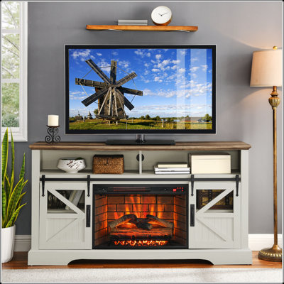 60 Inch Electric Fireplace Entertainment Center With Door Sensor