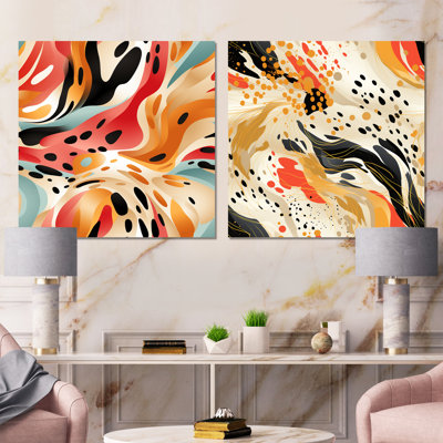 Cortne - Abstract Collages Metal Wall Art Prints Square Set Of 2