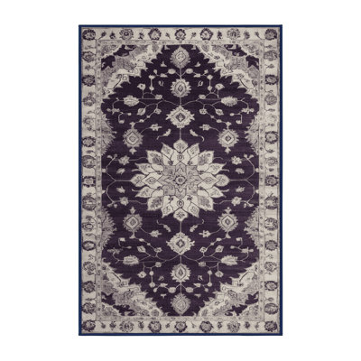 Machine Washable Overdyed Purple Area Rug