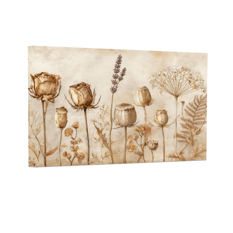 Plantes et fleurs Fleurs séchées Art botanique Style rétro Tons naturels Composition élégante, H 16 po x l 24 po