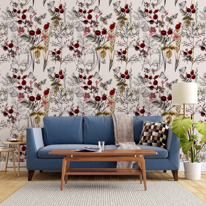 Papier peint amovible Red Rose Hip, l 24 po x L 50 po