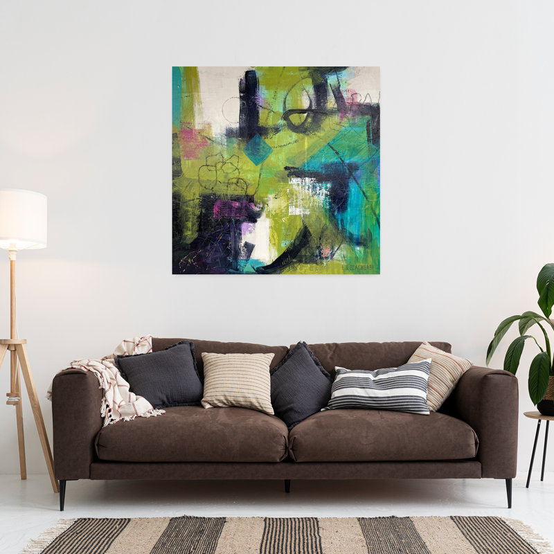 Art contemporain abstrait lumière d'été, H 36 po x l 36 po