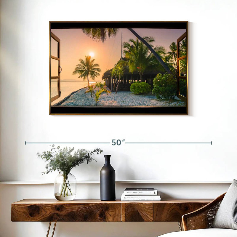 Window To Serene Fernada, Floating Frame Gold, 37" X 25"