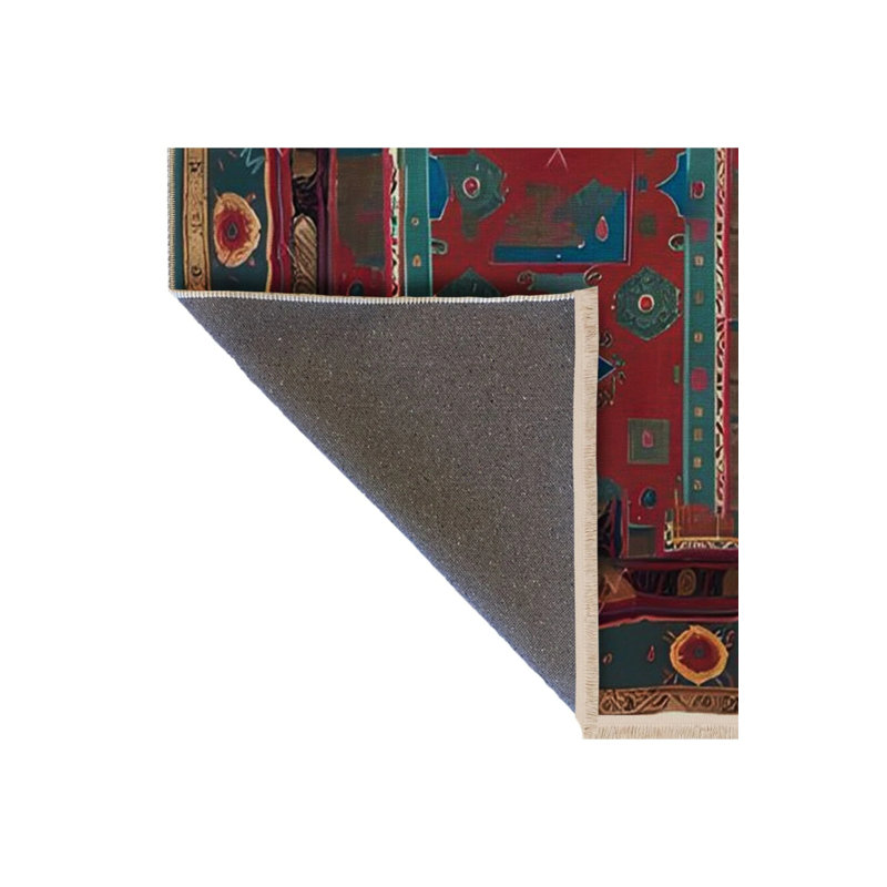 Henriqueta Vintage Green Traditional Motif Woven Washable Carpet, Square 5'