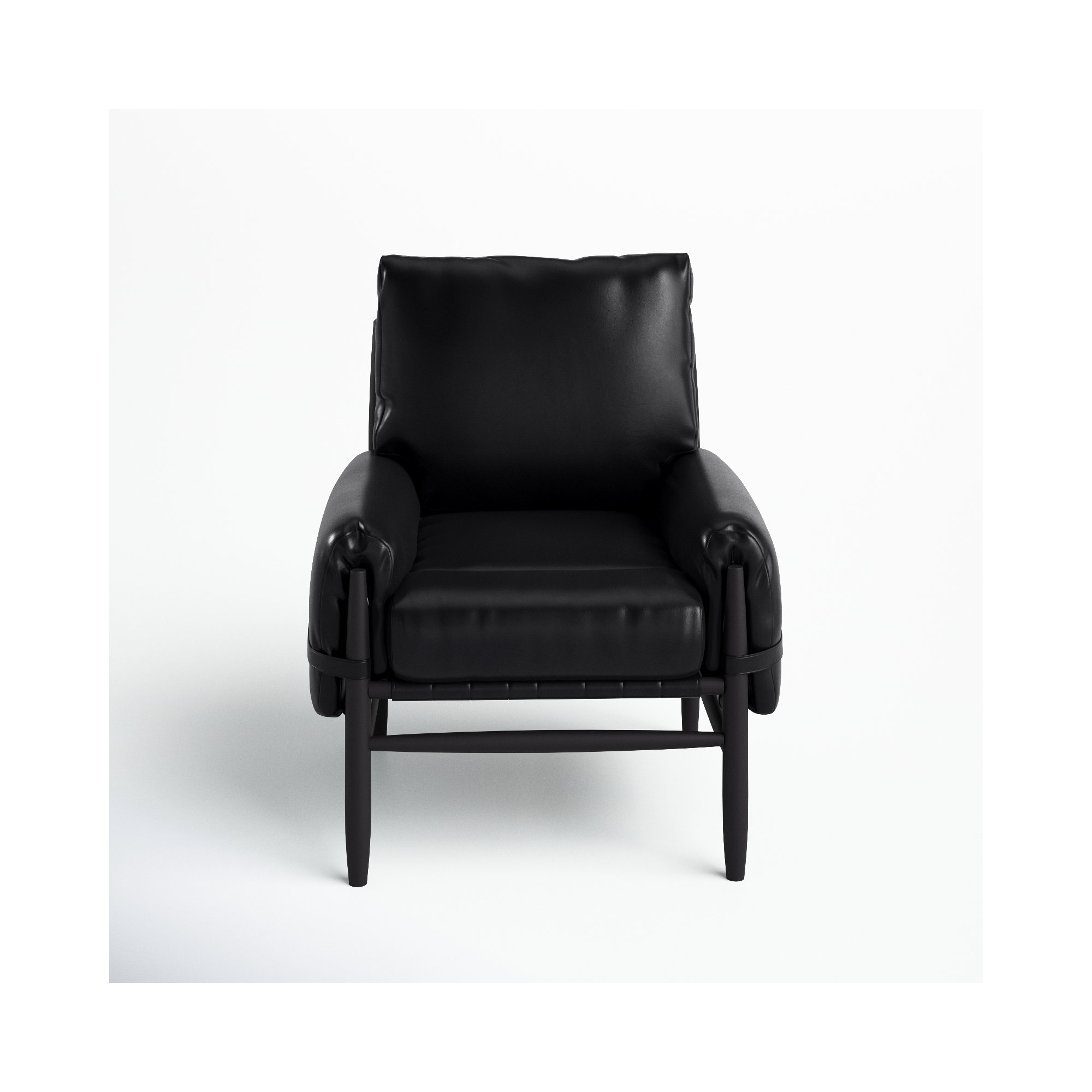 Marla Vegan Leather Armchair, Black Faux Leather