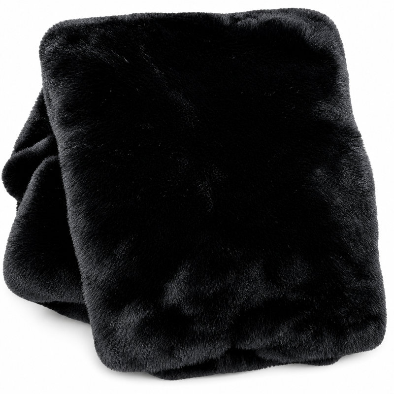 Jeté en fausse fourrure, 60" L x 50" W, Black