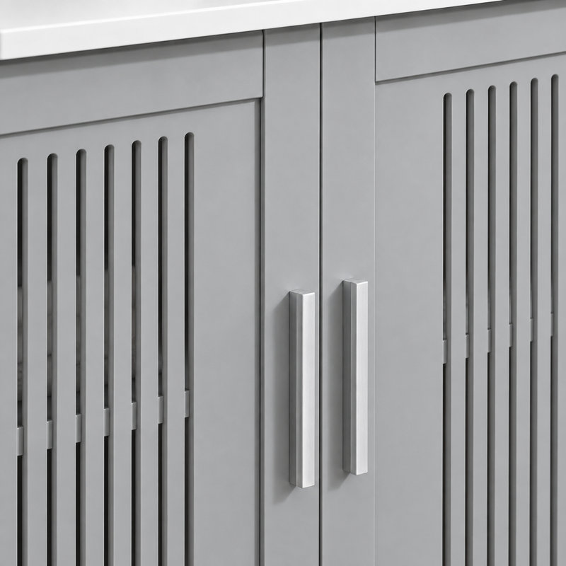 Ensemble de meuble-lavabo de salle de bain sous le lavabo avec tablette ajustable en blanc gris