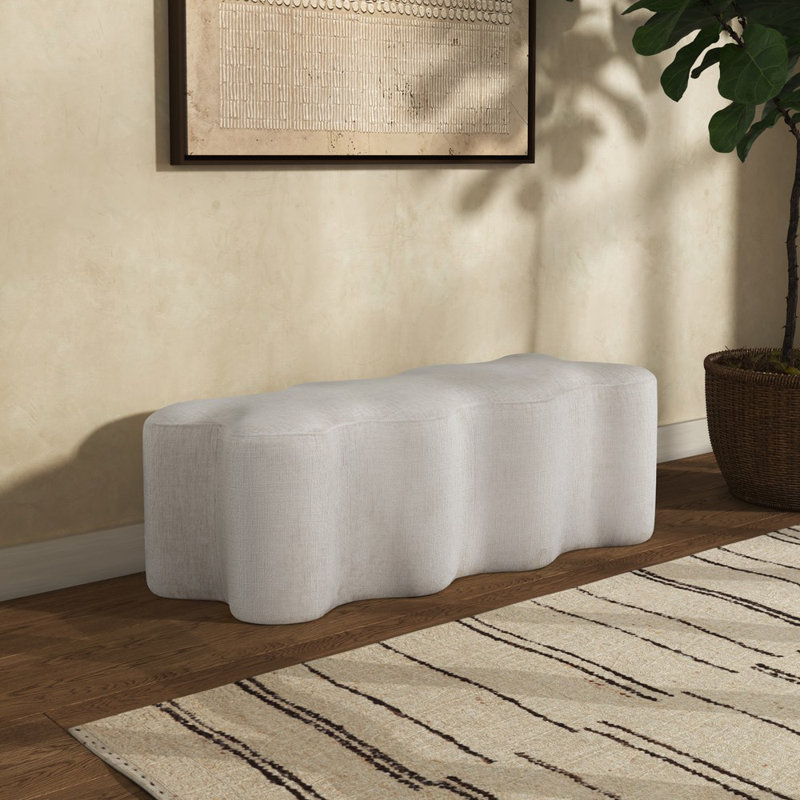 Jacqualessa Chenille Bench, Cream Chenille