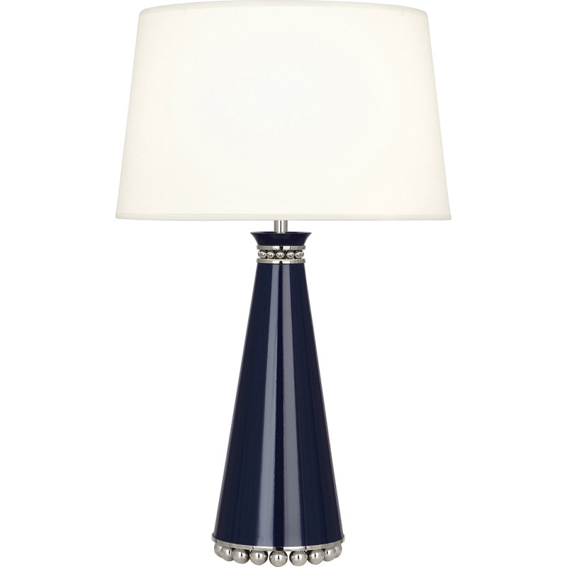 Pearl Metal Table Lamp, Midnight Blue Polished Nickel/White