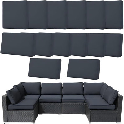 14-Piece Outdoor Cushion Cover Set with Zipper | Replacement Slipcovers for 6-Seater Patio Sofa | Washable Seat and Back Covers | Covers Only - No Inserts
