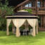 Pavillon de jardin hexagonal escamotable 13,3 pi X, beige. Structure en acier pour patio, cour, jardin, mariage, fête, filet à 6 fermetures à glissière, auvent de pavillon de longue durée, beige. Structure robuste, 2 ventilations, protection