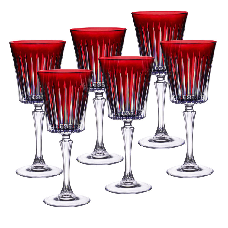 Red Wine Glasses Set of 6, 10 oz, Modern Elegant, True Czech Lead-free  Durable Crystal Wine Glass