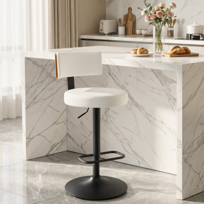Sonja 25-33" Swivel Adjustable Height Bar Stool Upholstered Counter Stool With Metal Frame