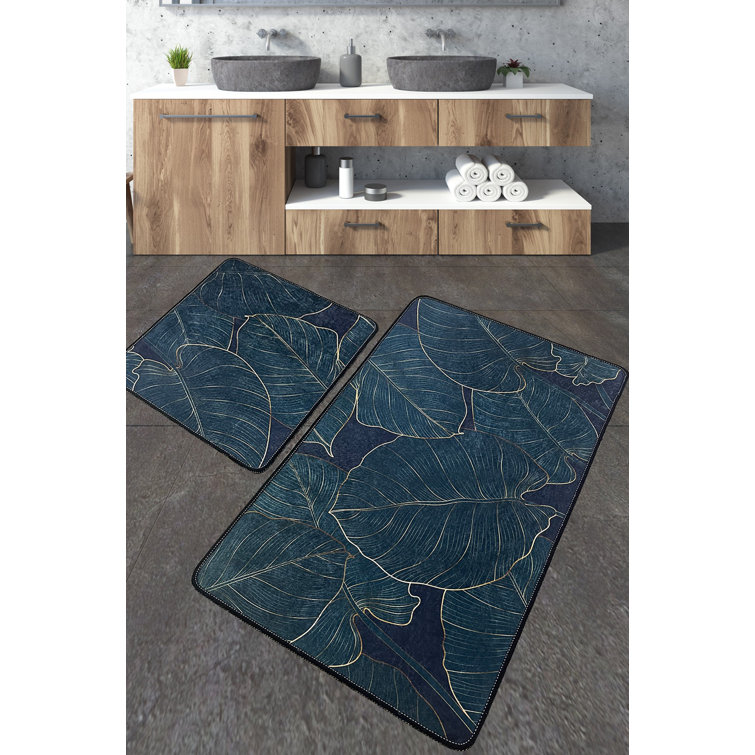 Hayzley Bath Rug Union Rustic Color: Blue, Size: 17 W x 24 L