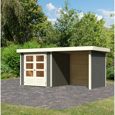 Gartenhaus Askola 2 mit Anbaudach 2,40 m Breite und 19 mm Seiten-Rückwand