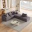 Ensemble de canapé modulaire rembourré en chenille moderne, canapé modulaire en forme de L avec 6 coussins pour un agencement flexible-1058109047