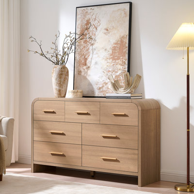Commode à 7 tiroirs avec commode en bois l 53,82 po pour le salon de la chambre à coucher
