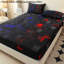 Ensemble de draps-housse à motif de cubes noirs Orylavena, literie en microfibre à motif géométrique bleu et rouge, impression numérique, grand lit double, sans insert d'oreiller inclus-123044761-123044762