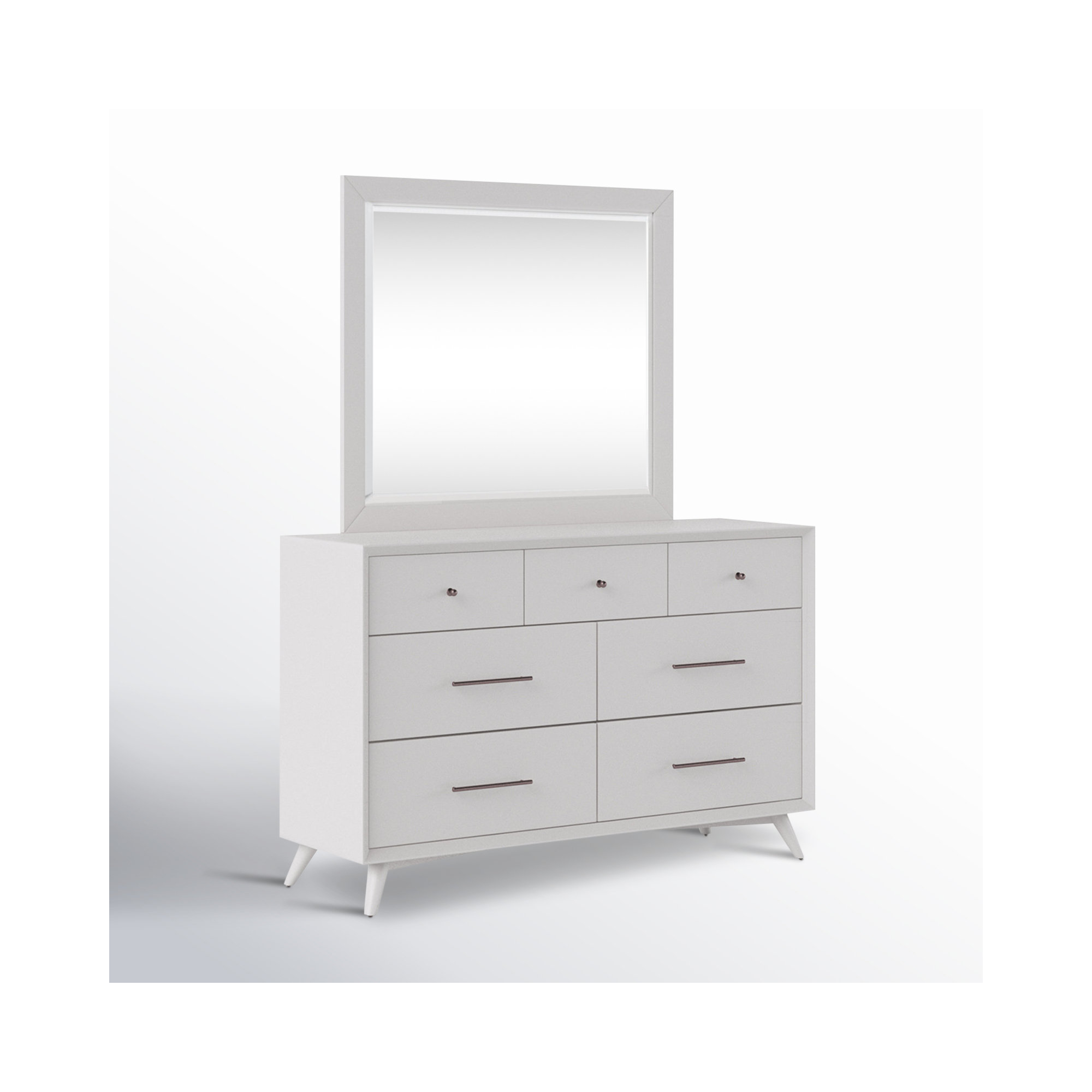Williams 7 - Drawer Dresser with Mirror, White