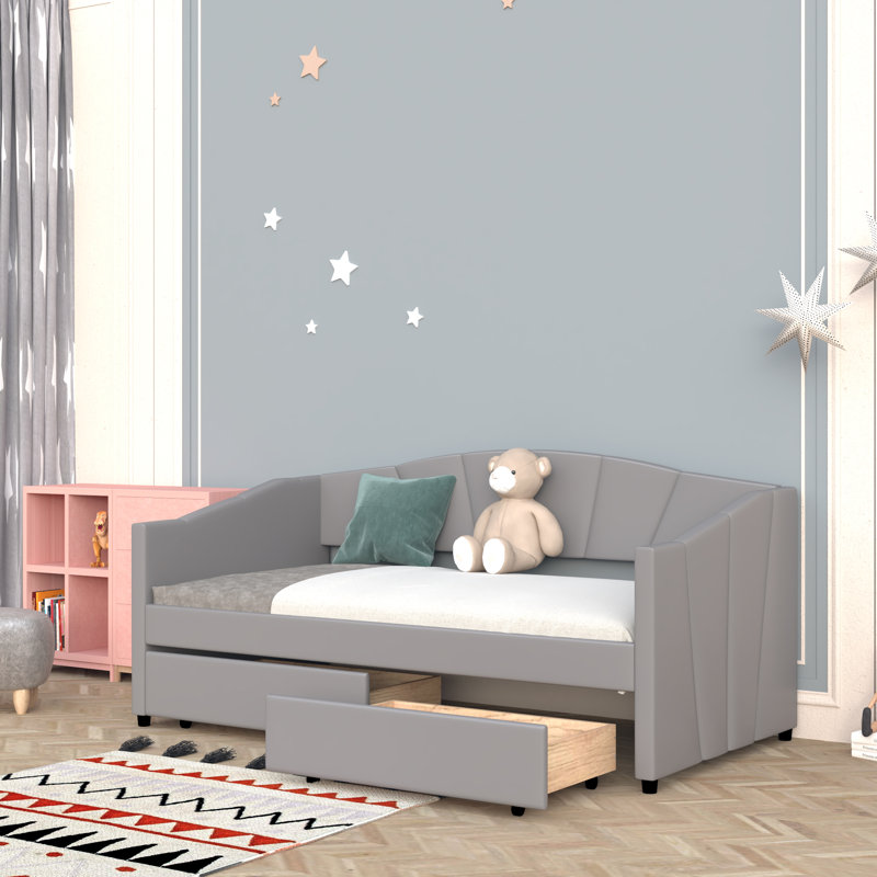 Edib Kids Twin Daybed with Drawers, Gray