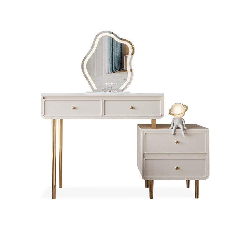 Coiffeuse de maquillage avec miroir lumineux, 4 tiroirs