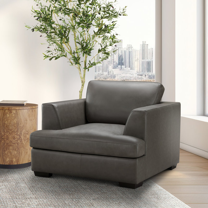 Fauteuil en cuir Lisa, Gris