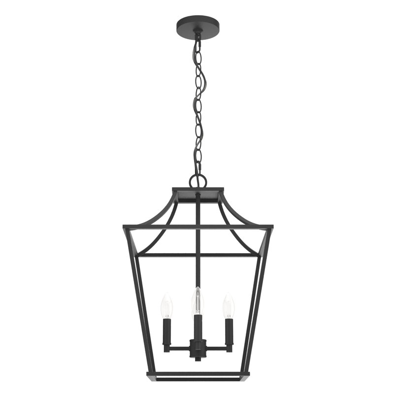 Laurel Ridge 4 - Light Lantern Geometric Chandelier, 23" H x 15.5" W x 15.5" D, Natural Iron