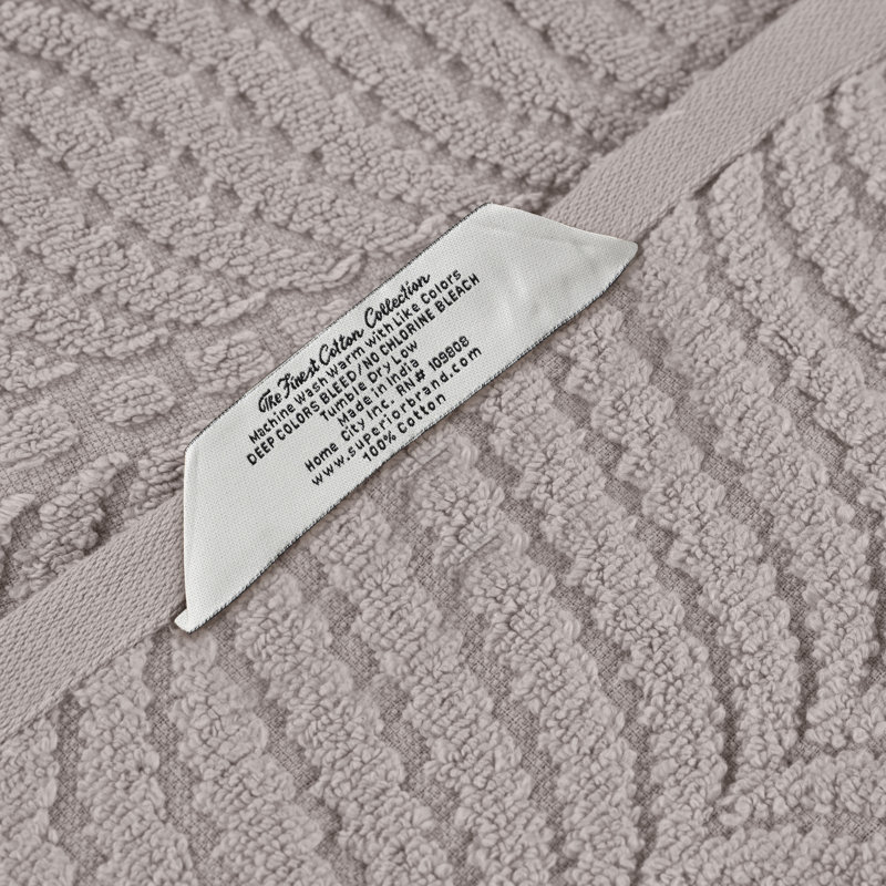 Fruitville Chevron Zero Twist Solid and Jacquard Cotton Hand Towel, Platinum