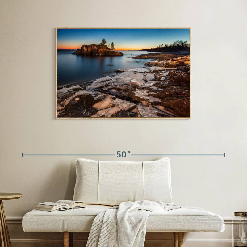 Lac Supérieur au crépuscule, Cadre flottant en bois naturel, 40 po x 27 po