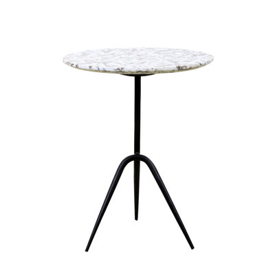 Table d'appoint 18 po Glacier avec marbre blanc de l'Alaska