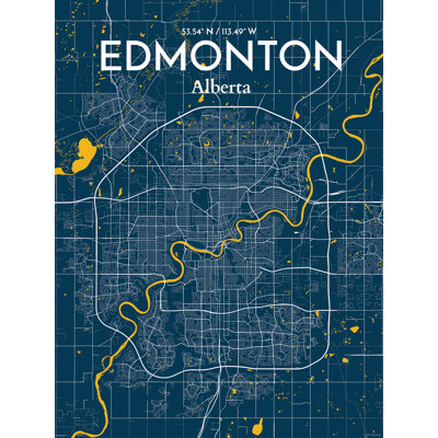 « edmonton city map », reproduction d’impression sur affiche