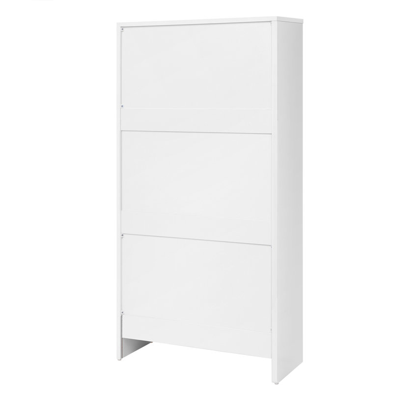 18 Pair Shoe Storage Cabinet, White/White