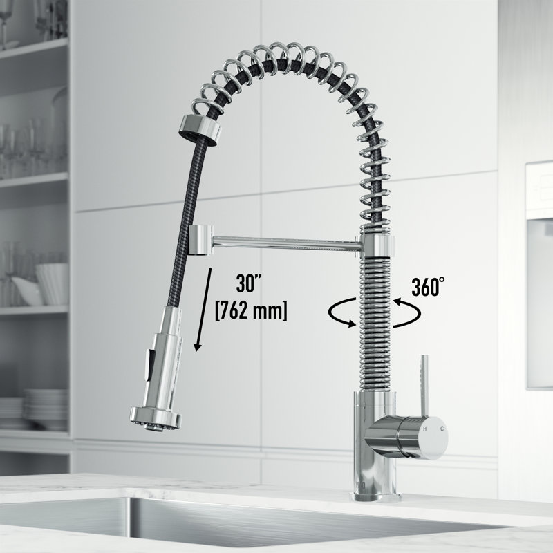 Edison 19" H 1-handle Pull-Down 2-Function Sprayer Kitchen Faucet, Chrome, Without Soap Dispenser