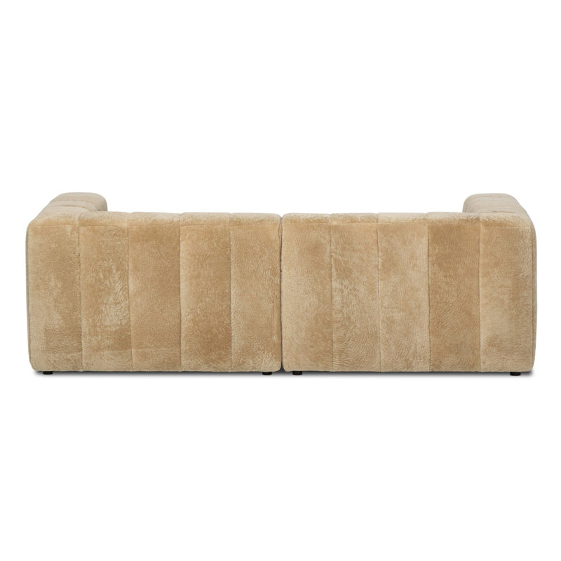 Curteria Upholstered Genuine Fur L-Shaped Sofa & Chaise, 28.5" H x 90" W x 68" D, Right Hand Facing