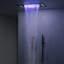 Système de douche thermostatique à DEL de 23 pouces à montage au plafond avec effet pluie et cascade et douchette à main-82331473