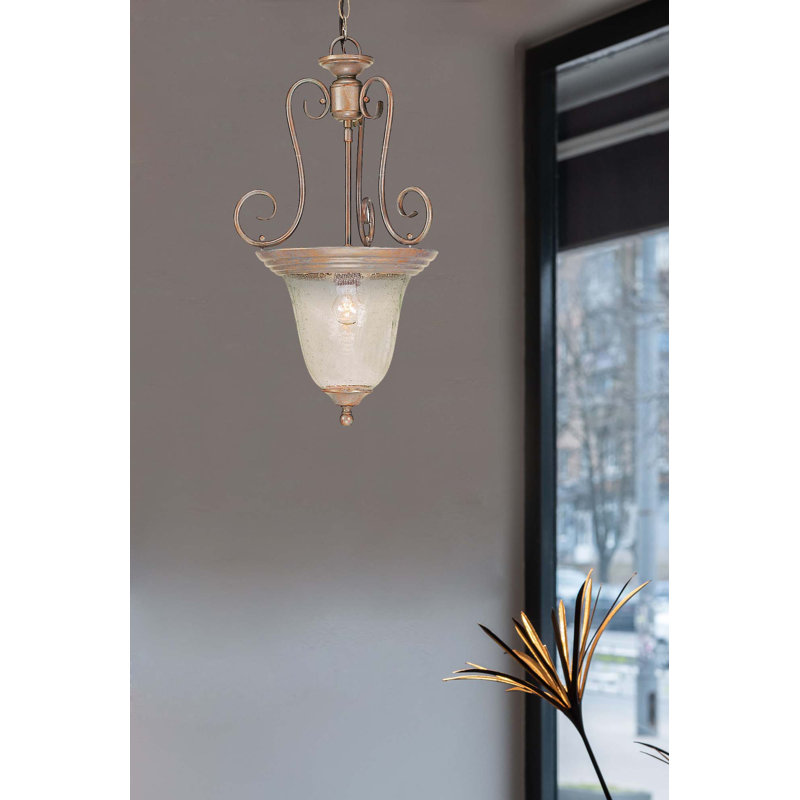 Rhodes 23'' Prairie Rock Clear Seedy Glass Indoor/Outdoor Pendant