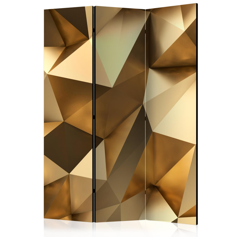 Greenville 172cm H Solid Wood Folding Room Divider, 3, Gold