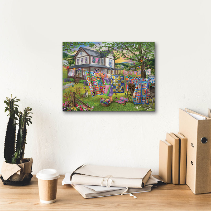 «Farmhouse Quilts» par Bigelow, illustrations sur toile, H 12 po x l 16 po x P 0,75 po