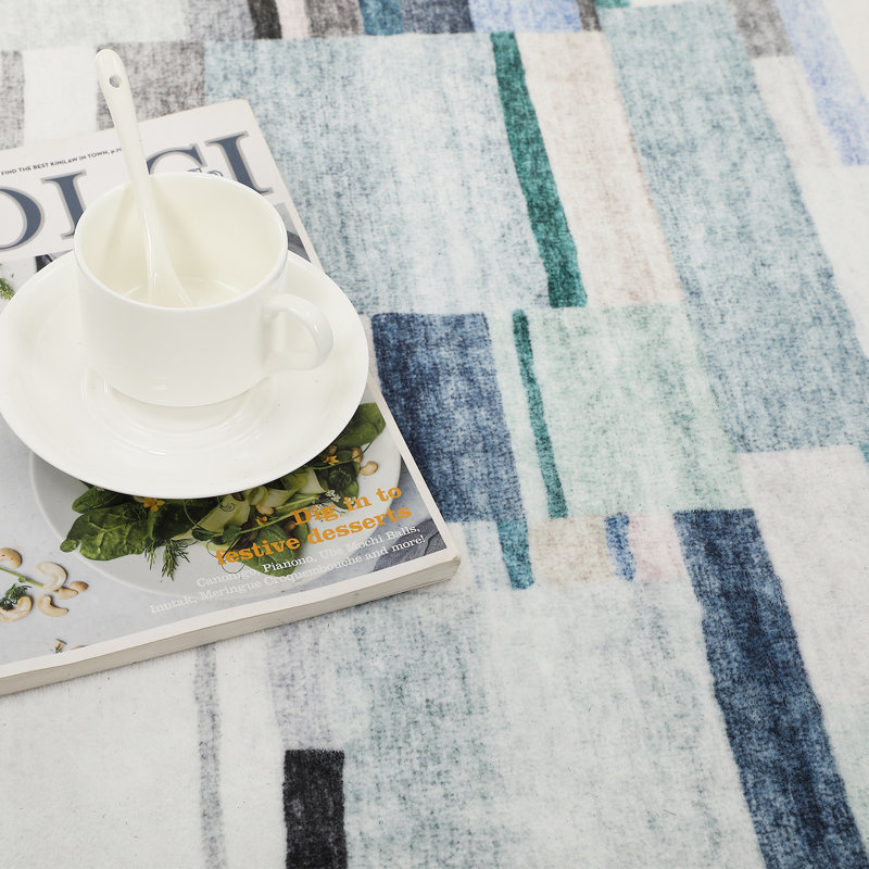 Tapis bleu / blanc / gris Eliina, Rectangle 9 pi x 12 pi